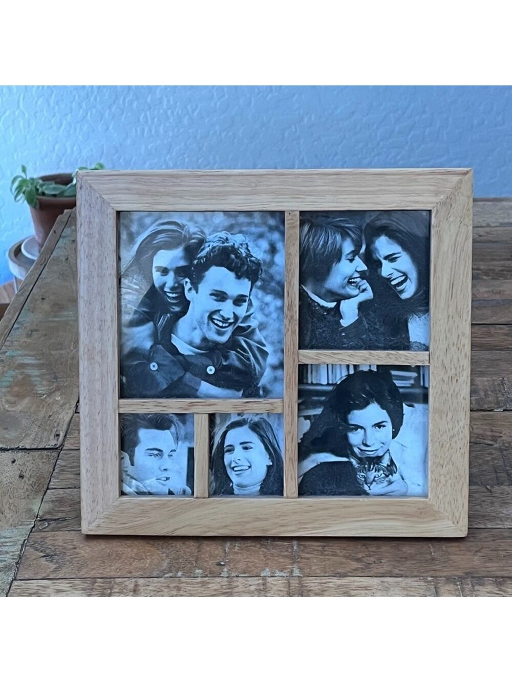 Burnes of Boston Collage 5 Photo Frame Wood Rustic 8.5 x 9" Minimal Modern